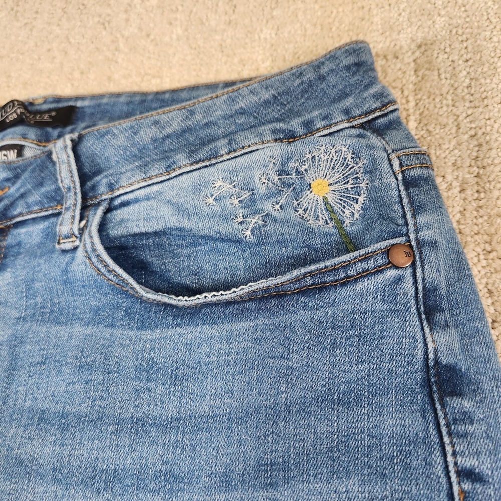 Judy Blue Jeans Women 16W Dandelion Embroidered High Rise Skinny Stretch Denim - Picture 3 of 13
